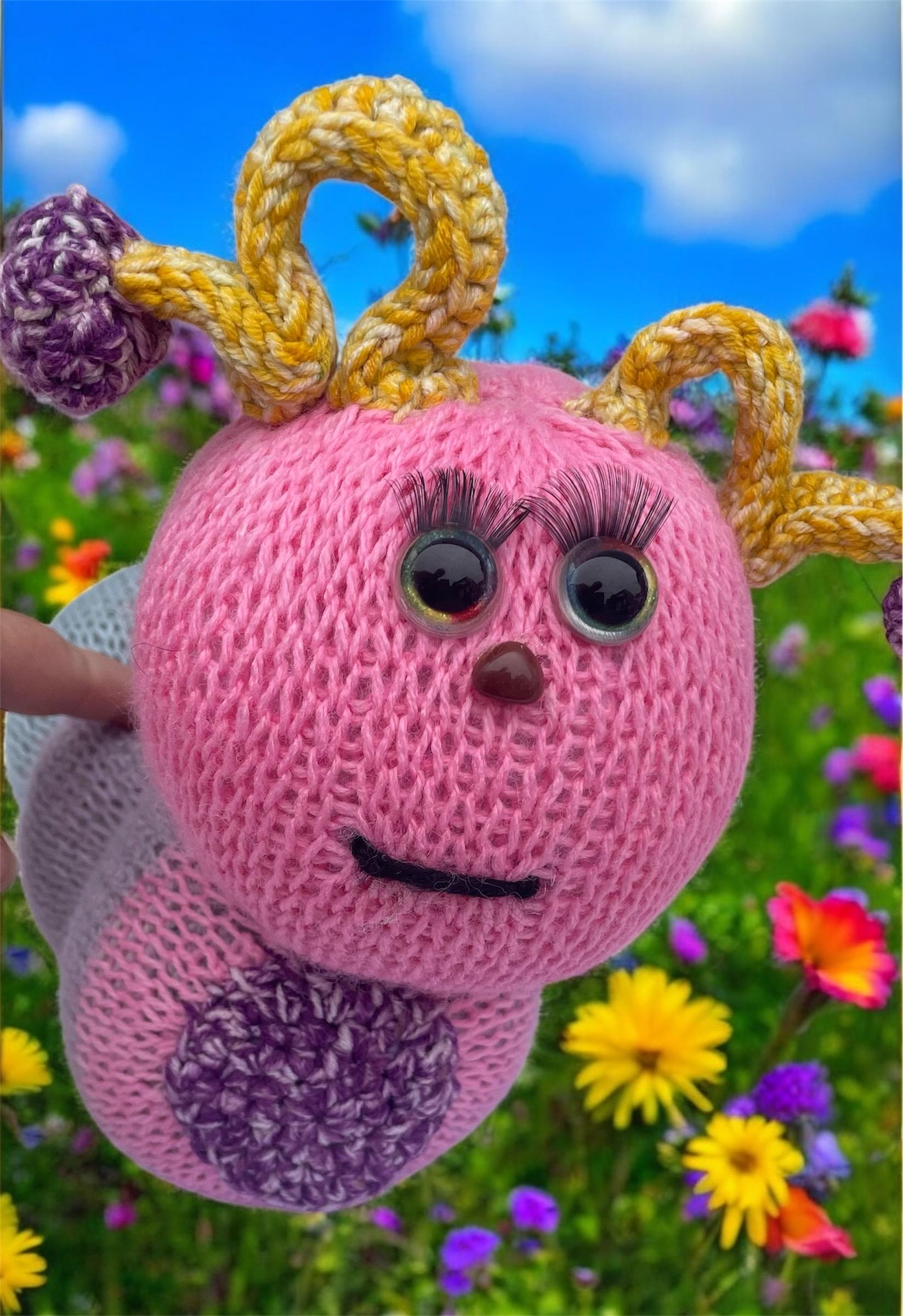 Handmade Knitted Caterpillar Plush Toy: 'Kipper' Cuddle Bug