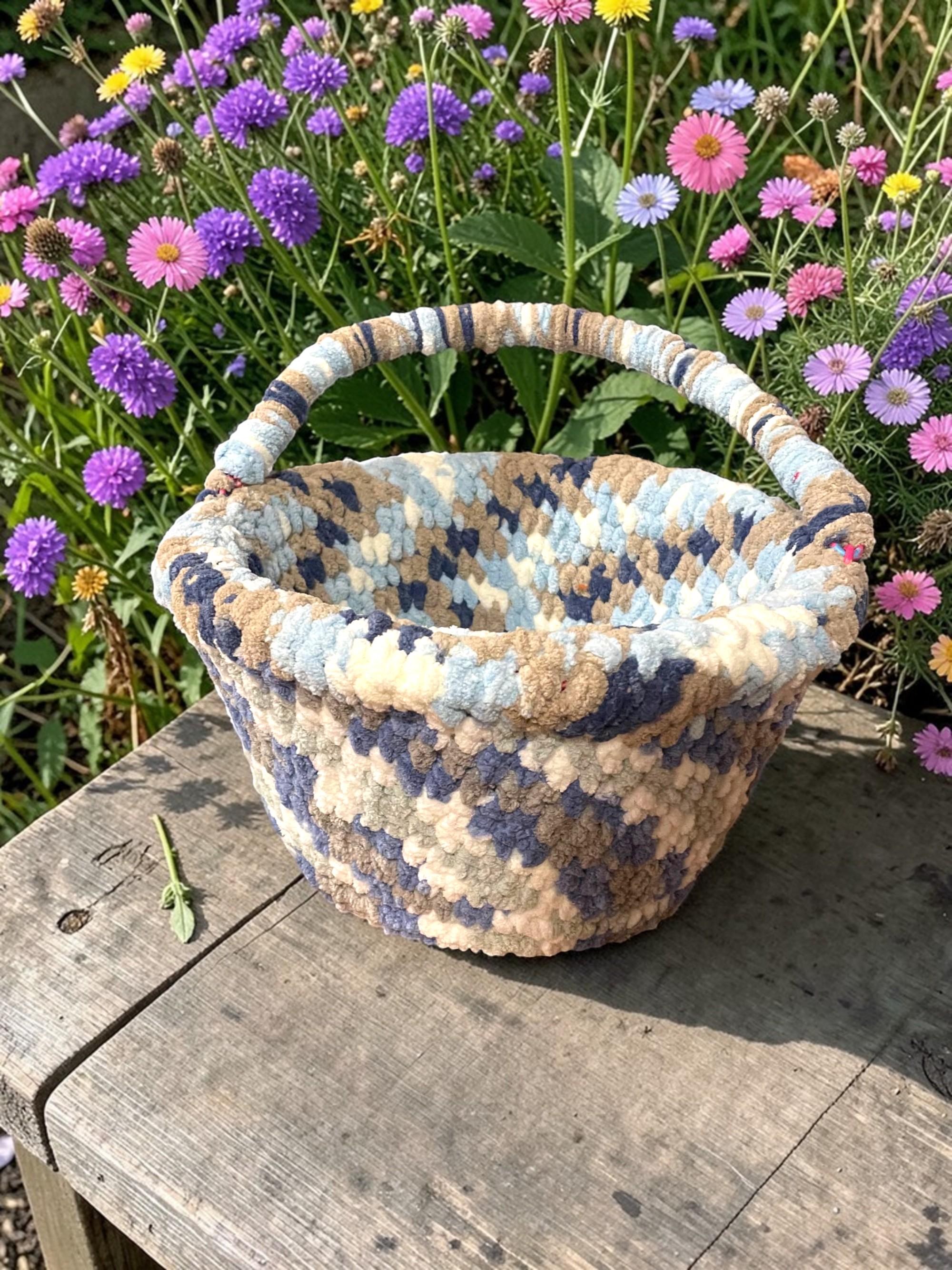 Handmade Crochet Blanket Yarn Basket