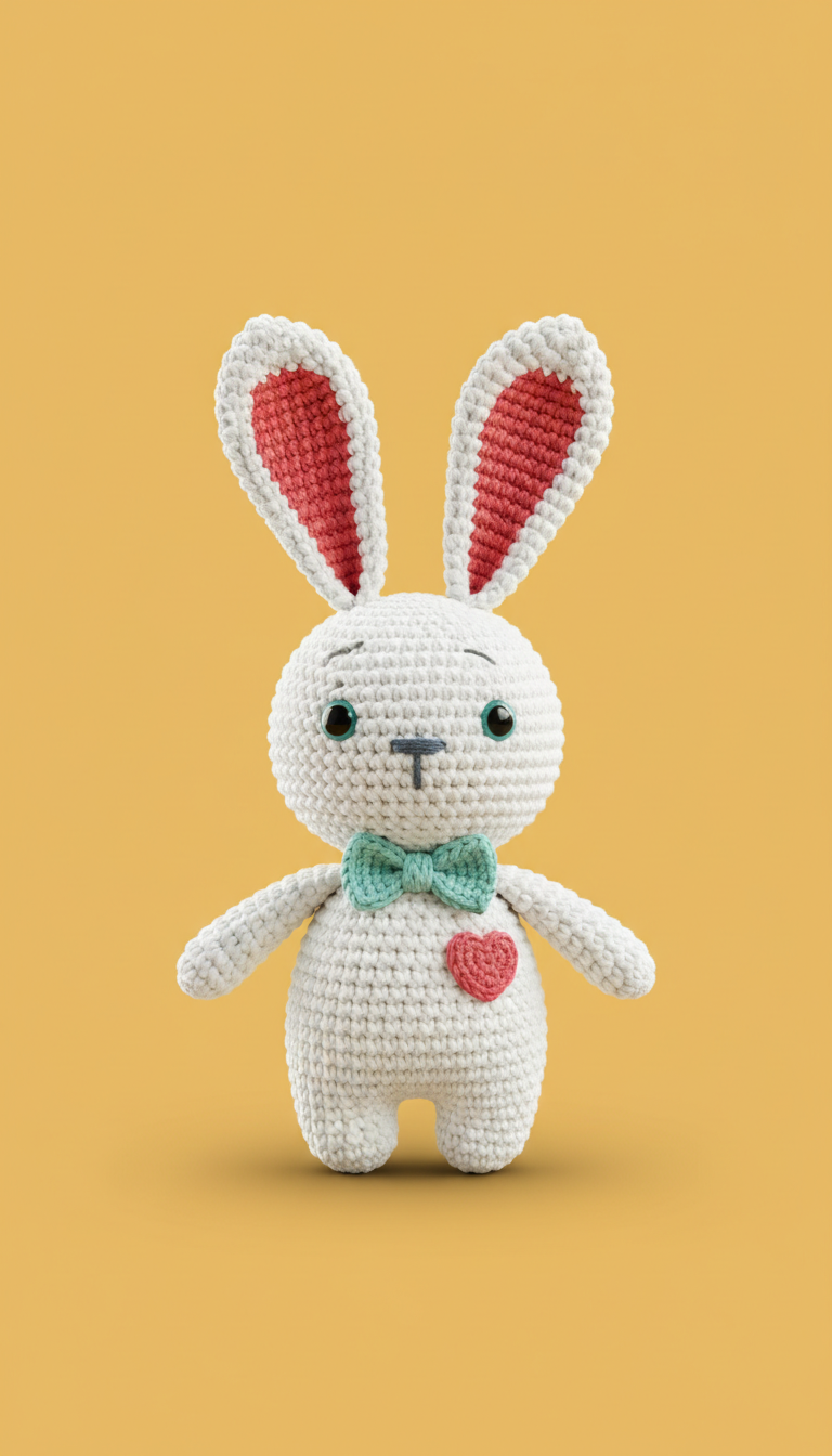 Crochet Bunny Plush Toy in Natural Cotton