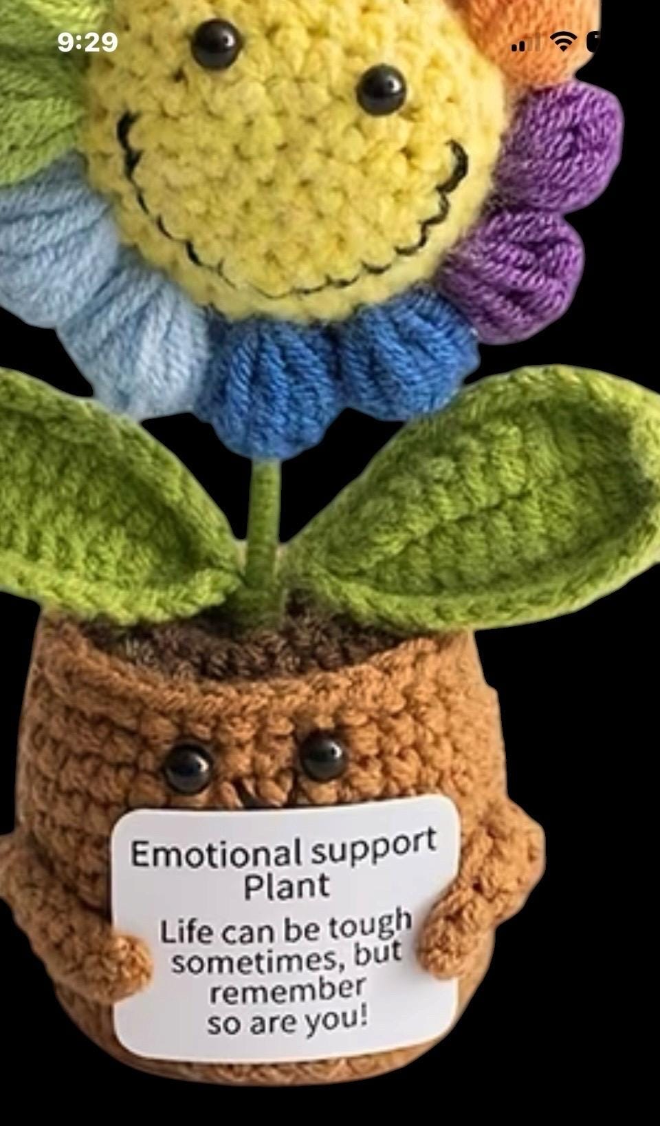 Crochet flower with positive affirmation message