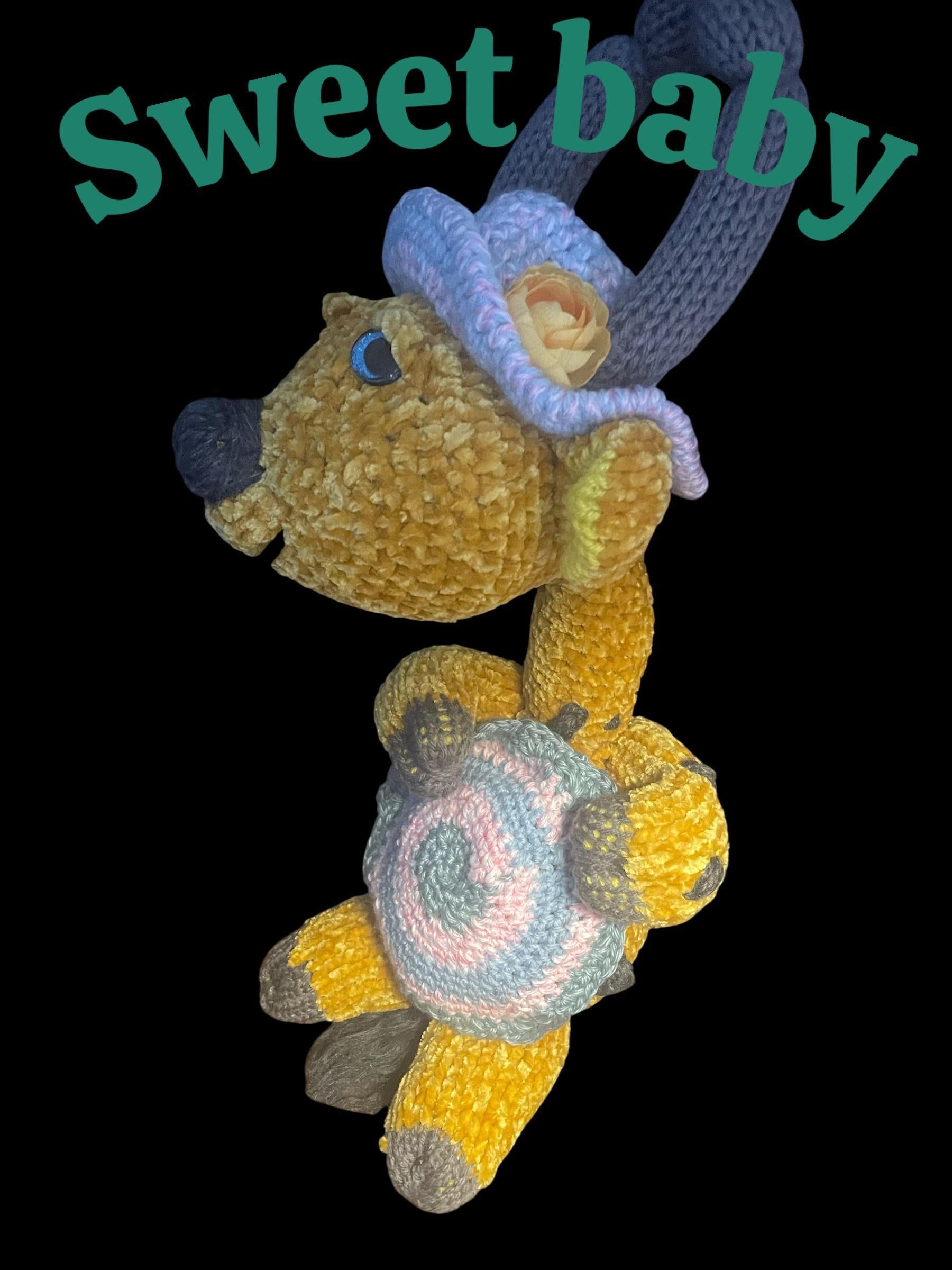Handmade Velvet Giraffe Duo: Mama & Baby, Knitted Plush Toys