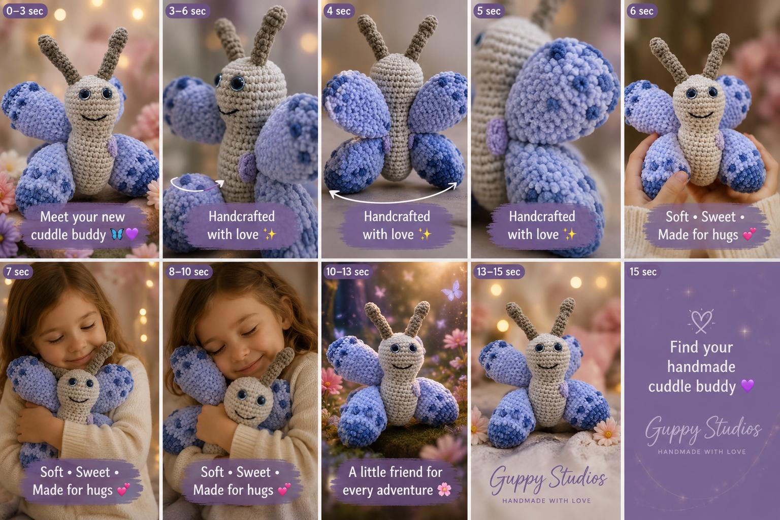 Soft Handcrafted Cuddle Buddy, Velvet Butterfly Plush Toy