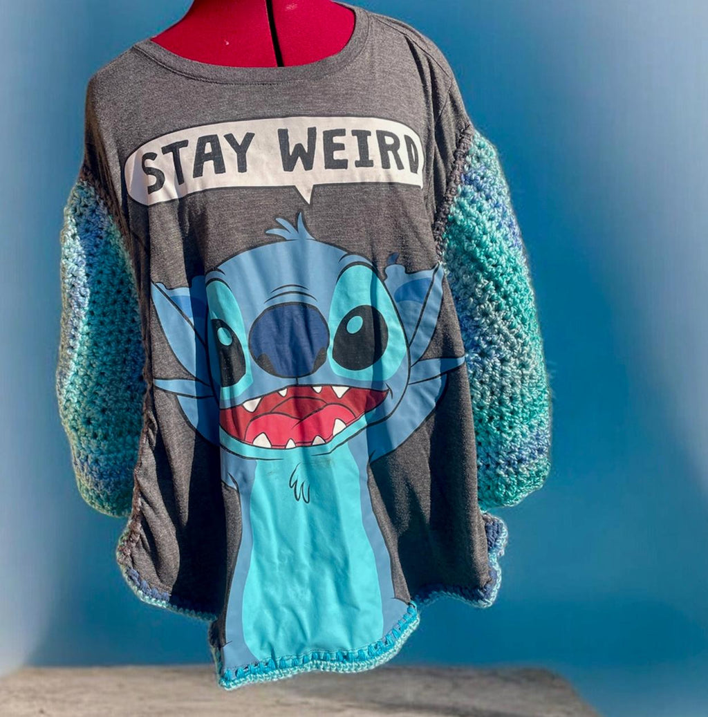 tie dye upcycled tshirt poncho