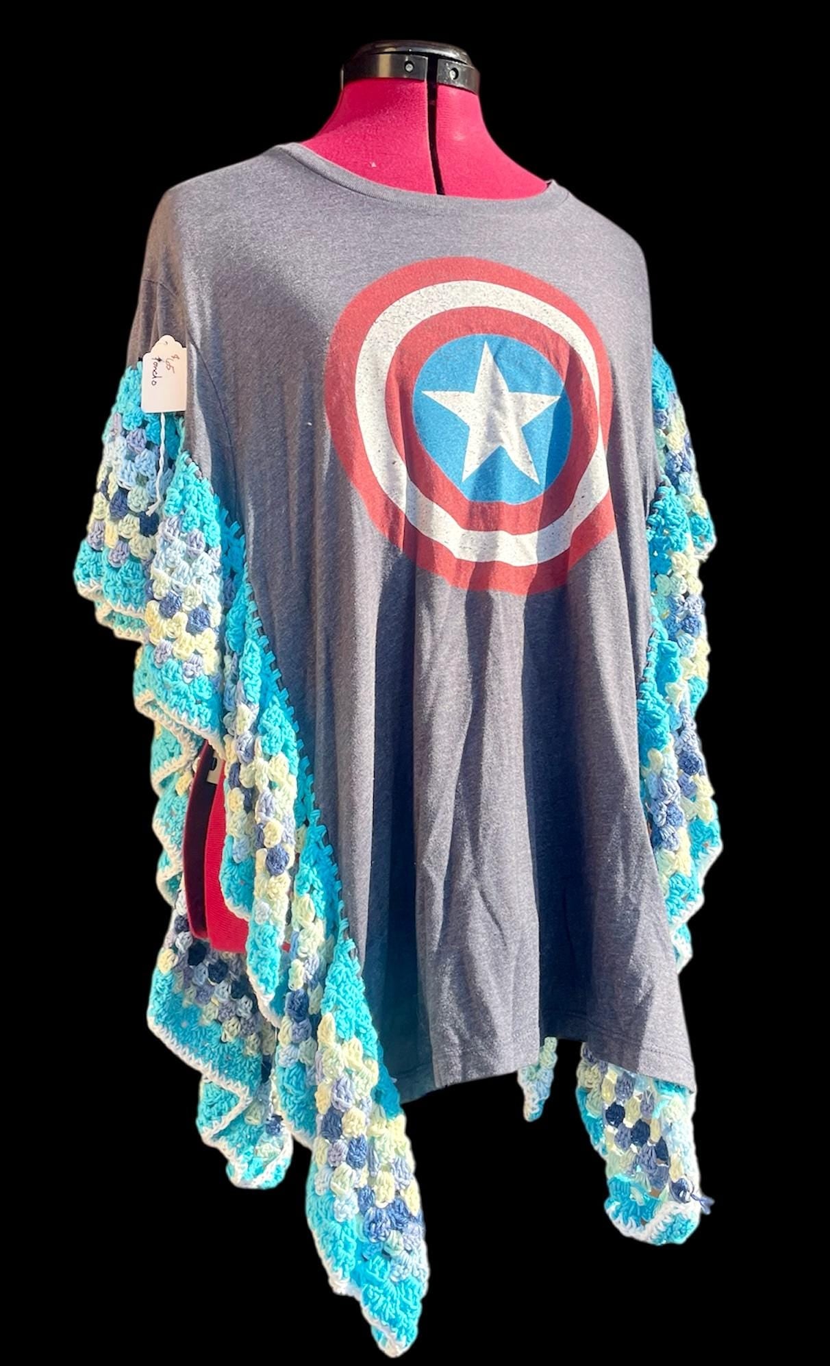 tie dye upcycled tshirt poncho