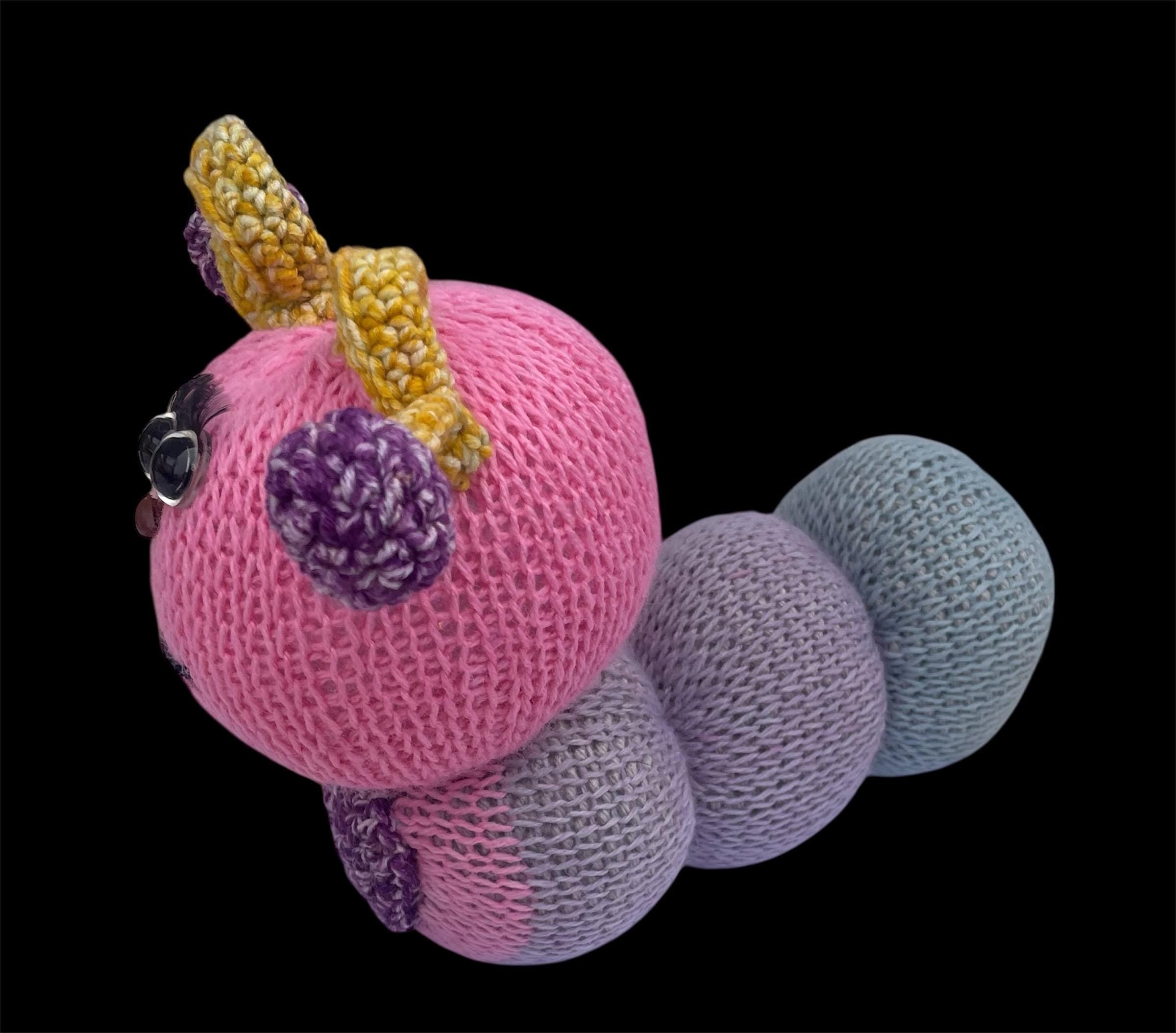 Handmade Knitted Caterpillar Plush Toy: 'Kipper' Cuddle Bug